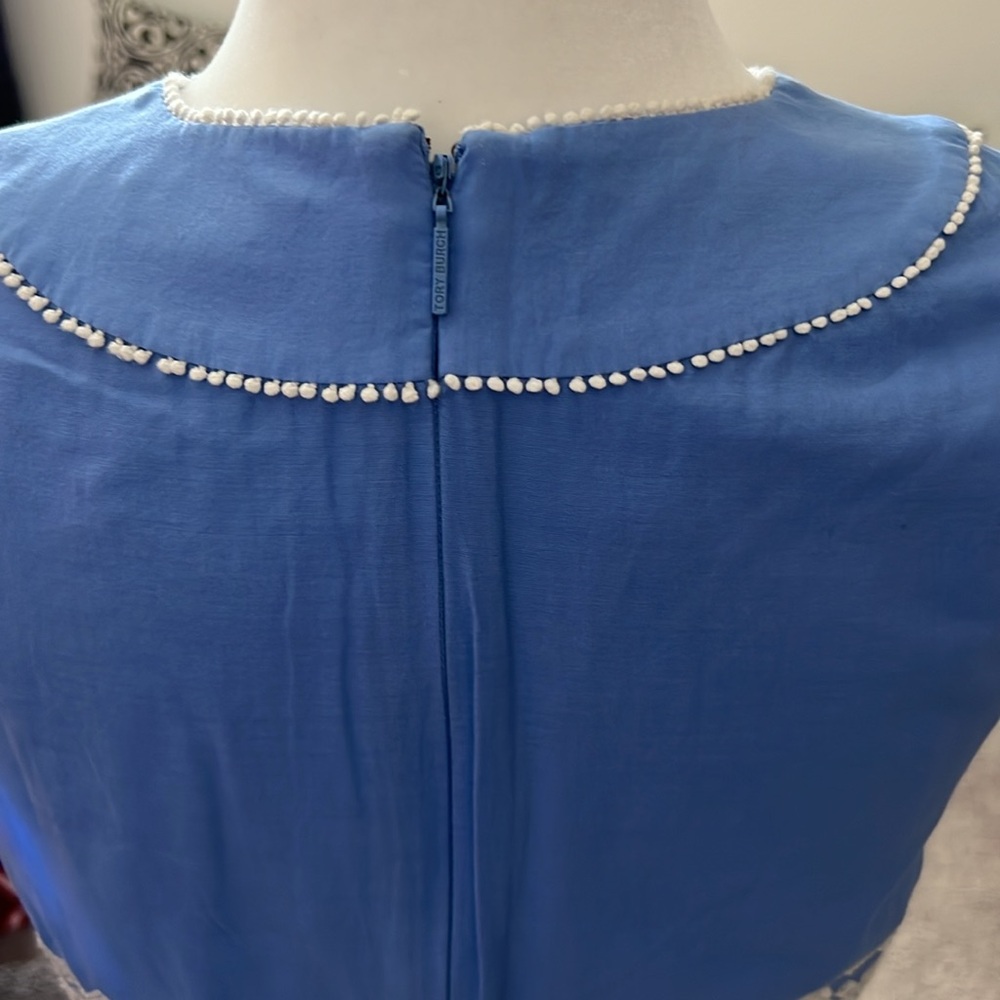 NWOT Tory Burch Blue and White Lace Top - Size 6 - Picture 6 of 12